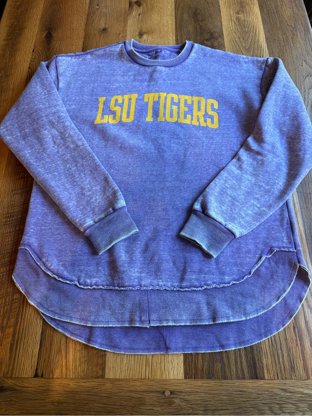 Pressbox Heathered Purple LSU Tigers Crewneck Sweatshirt